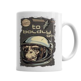 Baskı Dükkanı KB6302 Macaco Astronauta Porselen Kupa Bardak