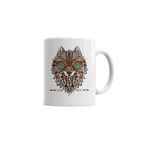 Baskı Dükkanı KB6327 Lobo Tribal Porselen Kupa Bardak