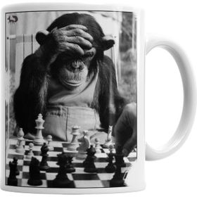 Baskı Dükkanı KB6432 Monkey Chess Maymun Santranç Porselen Kupa Bardak