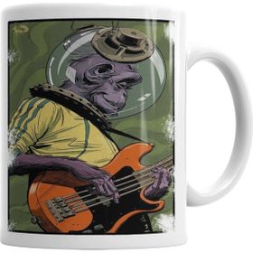 Baskı Dükkanı KB6433 Monkey Bass Müzik Gitar Maymun Porselen Kupa Bardak