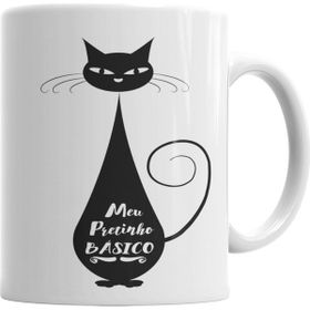 Baskı Dükkanı KB6445 Meu Pretinho Basico Cat Kedi Porselen Kupa Bardak