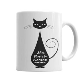 Baskı Dükkanı KB6445 Meu Pretinho Basico Cat Kedi Porselen Kupa Bardak