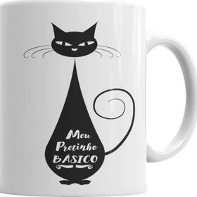 Baskı Dükkanı KB6445 Meu Pretinho Basico Cat Kedi Porselen Kupa Bardak