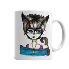 Baskı Dükkanı KB6455 Menina Gata Porselen Kupa Bardak