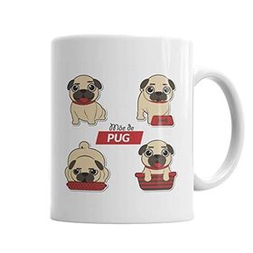 Baskı Dükkanı KB6492 Mae De Pug Köpek Porselen Kupa Bardak