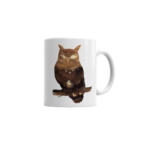 Baskı Dükkanı KB6541 Owl Sunset Baykuş Porselen Kupa Bardak