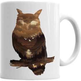 Baskı Dükkanı KB6541 Owl Sunset Baykuş Porselen Kupa Bardak