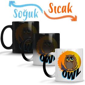 Baskı Dükkanı KB6541 Owl Sunset Baykuş Porselen Kupa Bardak