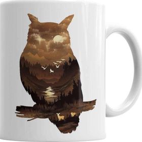 Baskı Dükkanı KB6541 Owl Sunset Baykuş Porselen Kupa Bardak