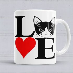Baskı Dükkanı KB665 I Love Kedi Seni Seviyorum Kedi Porselen Kupa Bardak