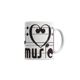 Baskı Dükkanı KB668 I Love Müzic Müziği Seviyorum Müzik Kupa Bardak