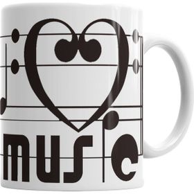 Baskı Dükkanı KB668 I Love Müzic Müziği Seviyorum Müzik Kupa Bardak