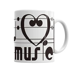 Baskı Dükkanı KB668 I Love Müzic Müziği Seviyorum Müzik Kupa Bardak