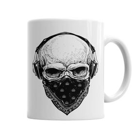 Baskı Dükkanı KB6721 Skull Branca Feminina E Masculina Porselen Kupa Bardak