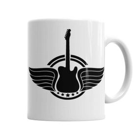 Baskı Dükkanı KB6800 Rock Roll Müzik Gitar Porselen Kupa Bardak