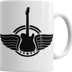 Baskı Dükkanı KB6800 Rock Roll Müzik Gitar Porselen Kupa Bardak