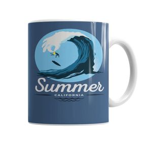 Baskı Dükkanı KB6844 Summer California Waves Porselen Kupa Bardak