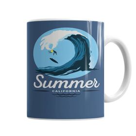 Baskı Dükkanı KB6844 Summer California Waves Porselen Kupa Bardak
