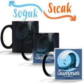 Baskı Dükkanı KB6844 Summer California Waves Porselen Kupa Bardak