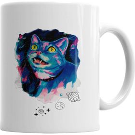 Baskı Dükkanı KB6897 Space Cat Kedi Porselen Kupa Bardak