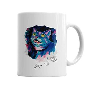 Baskı Dükkanı KB6897 Space Cat Kedi Porselen Kupa Bardak