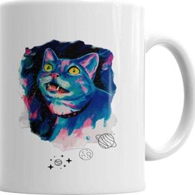 Baskı Dükkanı KB6897 Space Cat Kedi Porselen Kupa Bardak