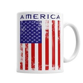 Baskı Dükkanı KB69 Amerika Bayrağı Porselen Kupa Bardak