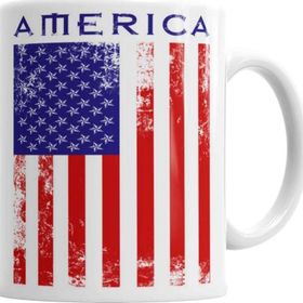 Baskı Dükkanı KB69 Amerika Bayrağı Porselen Kupa Bardak