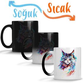 Baskı Dükkanı KB6937 Trius Animals Gato Renkli Kedi Cat Porselen Kupa Bardak
