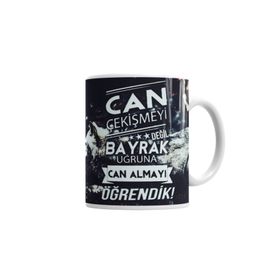 Baskı Dükkanı KB7005 Ayyıldız Can Çekişmeyi Değil Bayrak Kupa Bardak