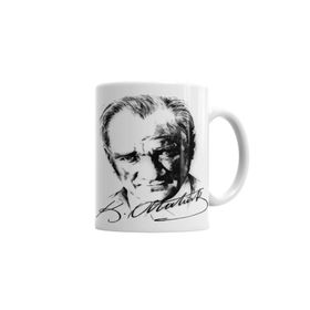 Baskı Dükkanı KB7014 Atatürk Imzalı Porselen Kupa Bardak
