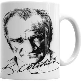 Baskı Dükkanı KB7014 Atatürk Imzalı Porselen Kupa Bardak