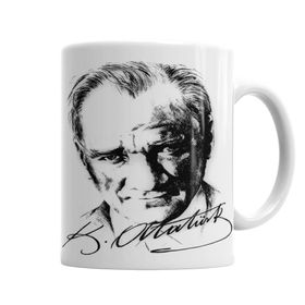 Baskı Dükkanı KB7014 Atatürk Imzalı Porselen Kupa Bardak