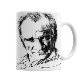 Baskı Dükkanı KB7014 Atatürk Imzalı Porselen Kupa Bardak