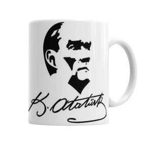 Baskı Dükkanı KB7014 Atatürk Imzalı Porselen Kupa Bardak