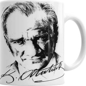 Baskı Dükkanı KB7014 Atatürk Imzalı Porselen Kupa Bardak