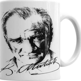 Baskı Dükkanı KB7014 Atatürk Imzalı Porselen Kupa Bardak
