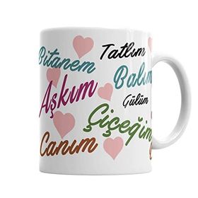 Baskı Dükkanı KB7023 Aşkım Canım Çiçeğim Porselen Kupa Bardak
