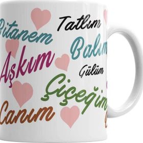 Baskı Dükkanı KB7024 Aşkım Canım Çiçeğim Porselen Kupa Bardak