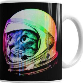 Baskı Dükkanı KB7025 Astronot Cat Kedi Porselen Kupa Bardak
