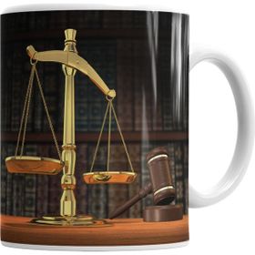 Baskı Dükkanı KB7035 Adeler Terazisi Avukat Porselen Kupa Bardak