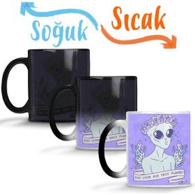 Baskı Dükkanı KB7137 Cute Alien Uzaylı Porselen Kupa Bardak