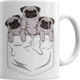 Baskı Dükkanı KB7142 Cepte Pug Porselen Kupa Bardak