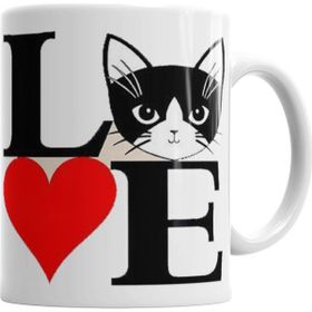 Baskı Dükkanı KB7240 I Lowe Kedi Seni Seviyorum Kedi Porselen Kupa Bardak