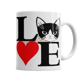 Baskı Dükkanı KB7240 I Lowe Kedi Seni Seviyorum Kedi Porselen Kupa Bardak
