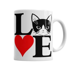 Baskı Dükkanı KB7240 I Lowe Kedi Seni Seviyorum Kedi Porselen Kupa Bardak