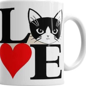 Baskı Dükkanı KB7240 I Lowe Kedi Seni Seviyorum Kedi Porselen Kupa Bardak