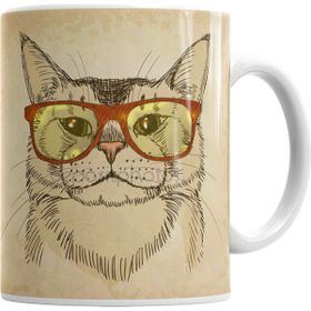 Baskı Dükkanı KB7262 Gözlüklü Kedi Cats Porselen Kupa Bardak