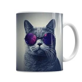 Baskı Dükkanı KB7262 Gözlüklü Kedi Cats Porselen Kupa Bardak