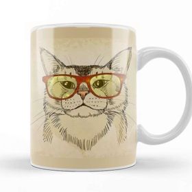 Baskı Dükkanı KB7262 Gözlüklü Kedi Cats Porselen Kupa Bardak